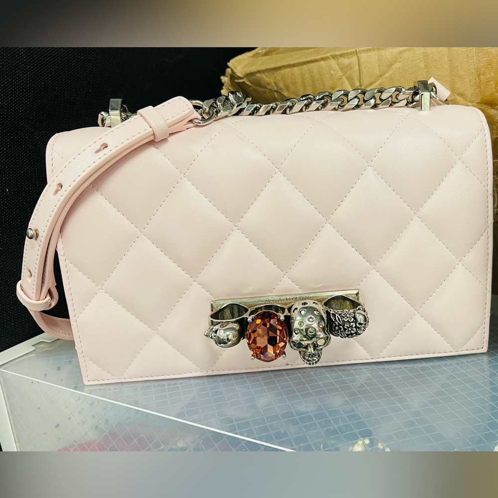 Alexander McQueen pink quilt large handbag